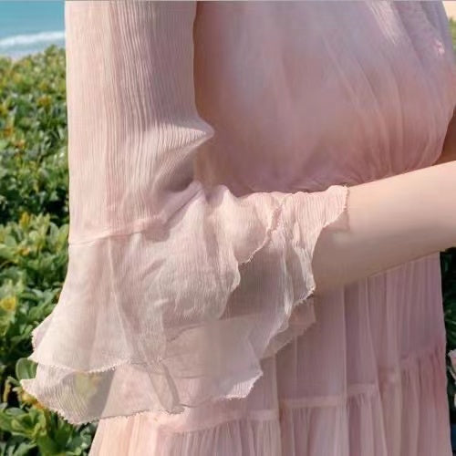 Women's Silk Dress, 2023 New Summer High-End Elegant Fashion, 100% Mulberry Silk, Fairy-like Long Dress